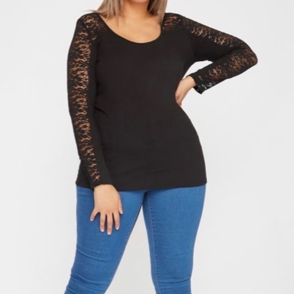 U2B Tops - U2B Plus Sized Lace Long Sleeve Top